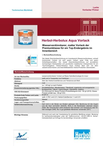 Herbol-Herbolux Aqua Vorlack - Baubook