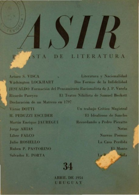 Naº 34 Abr 1954 Publicaciones Peria Dicas Del Uruguay