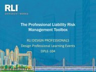 The Professional Liability Risk Management Toolbox - RLI Design ...