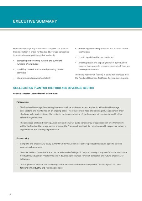 skills acTion Plan for The food and Beverage secTor - Department of ...