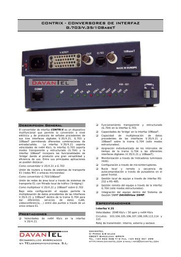 CONTRIX - CONVERSORES DE INTERFAZ G.703/V.35/10BaseT