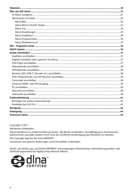 (SAT, DVB-T, Decoder etc.) anschließen - Medion