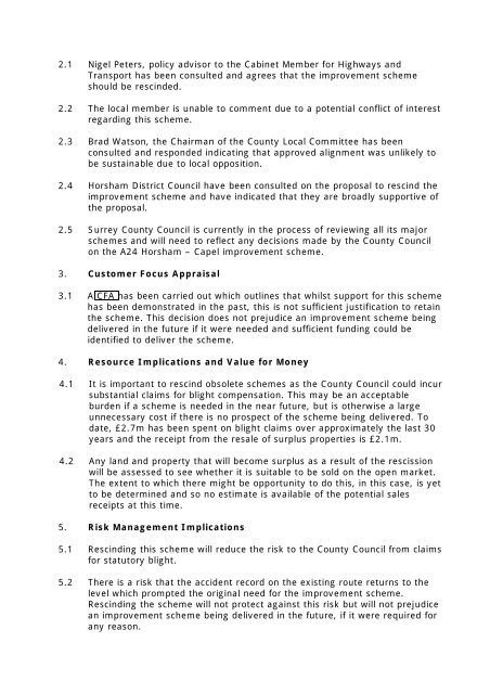 A24 Horsham to Capel - West Sussex County Council