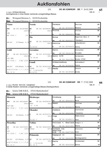 Auktionsfohlen - Pferdezuchtverband Oberbayern eV