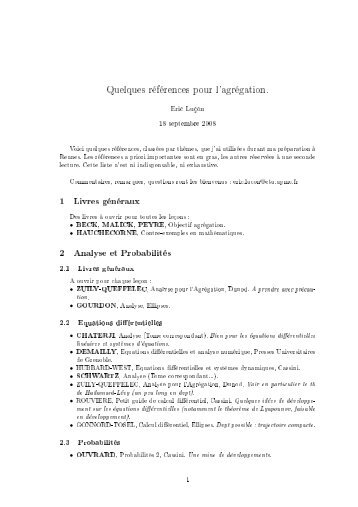 Quelques rÃ©fÃ©rences pour l'agrÃ©gation.