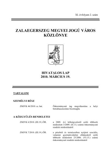 ZALAEGERSZEG MEGYEI JOGÃƒÂš VÃƒÂROS KÃƒÂ–ZLÃƒÂ–NYE