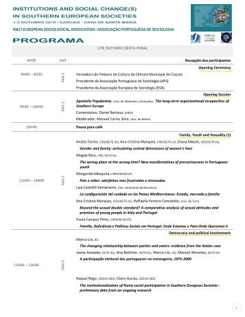 1 DE OUTUBRO (SEXTA-FEIRA) - Associação Portuguesa de ...