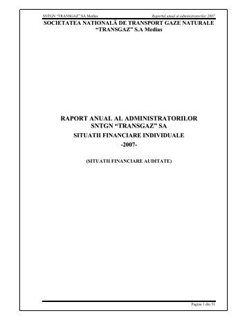 Raportul anual al administratorilor - Transgaz