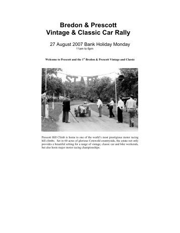 Bredon & Prescott Vintage & Classic Car Rally - Prescott Speed Hill ...