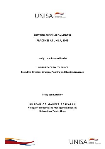 Sustainable Environmental Practices at Unisa, 2009 Survey
