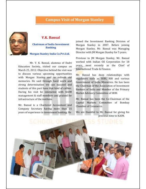 Newsletter August 2012 - KAIM India School of Management