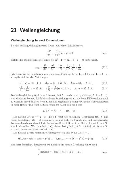 Stichworte und ErgÃ¤nzungen zu Mathematische Methoden der Physik