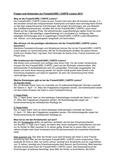 FAQs zur FreizeitCARD | CARTE Loisirs