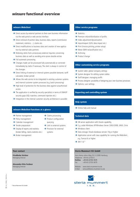 winsure functional overview Flyer - Steria