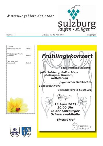 Nummer 15 Mittwoch, den 10. April 2013 Jahrgang 35 - Gemeinde ...