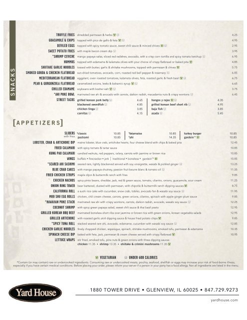 Food Menu - Yard House Restaurants