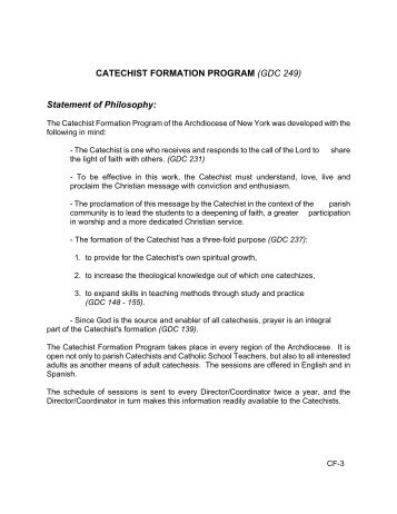 CATECHIST FORMATION PROGRAM - Catechetical Office