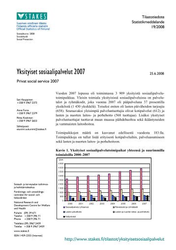 Yksityiset sosiaalipalvelut 2007 - Privat social service 2007