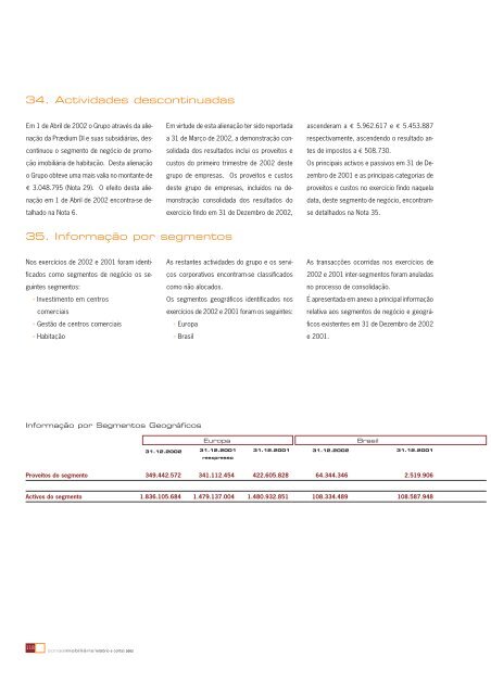 RelatÃ³rio e Contas Consolidadas 2002 - Sonae Sierra