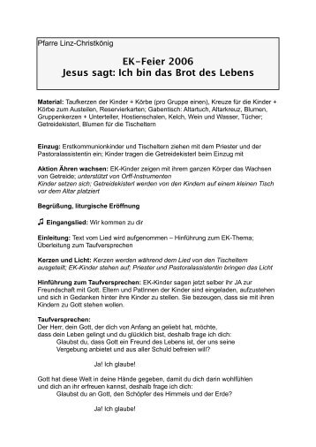 "Jesus sagt: Ich bin das Brot des Lebens" (EK-Feier) - Linz