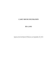 CASEY HOUSE FOUNDATION BY-LAWS