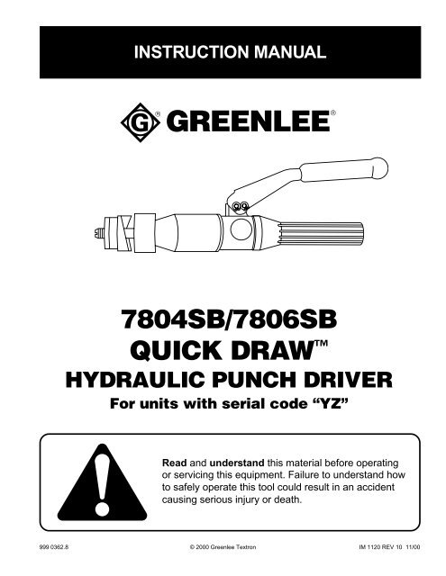 7804SB/7806SB Hydraulic Punch Driver