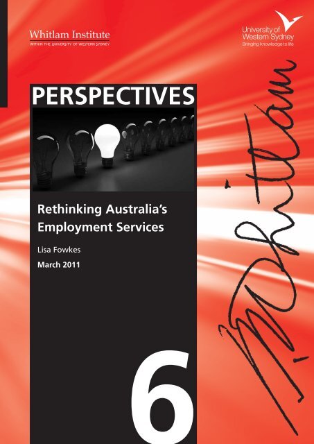 Rethinking Australia's employment services - Whitlam Institute