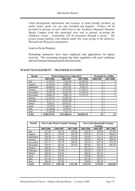 Council Minutes 21 January 2008 - Waratah-Wynyard Council