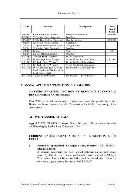 Council Minutes 21 January 2008 - Waratah-Wynyard Council