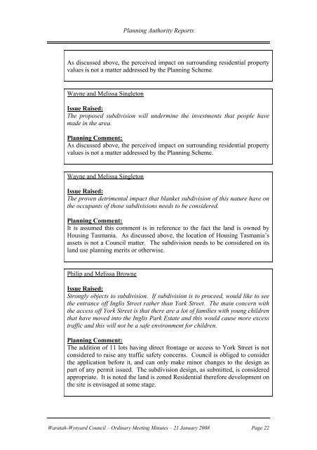 Council Minutes 21 January 2008 - Waratah-Wynyard Council