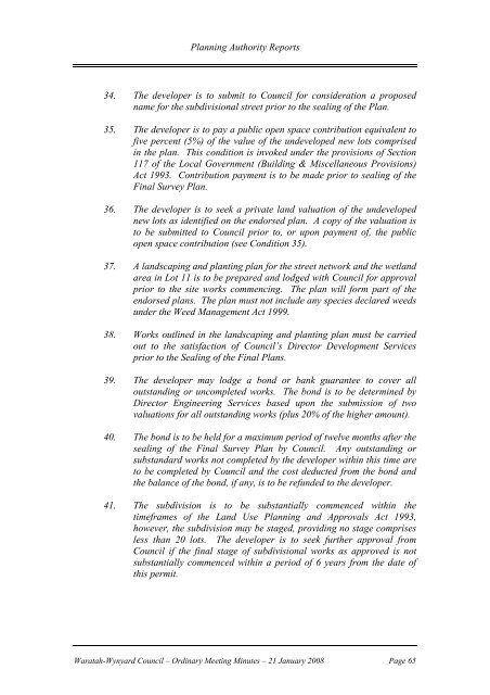 Council Minutes 21 January 2008 - Waratah-Wynyard Council