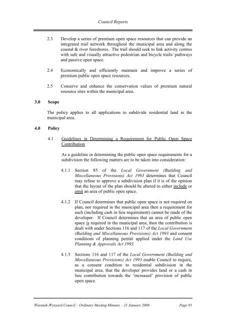 Council Minutes 21 January 2008 - Waratah-Wynyard Council