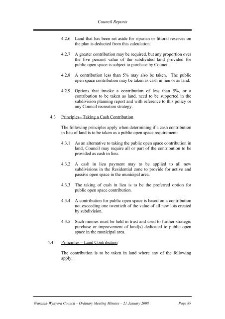 Council Minutes 21 January 2008 - Waratah-Wynyard Council