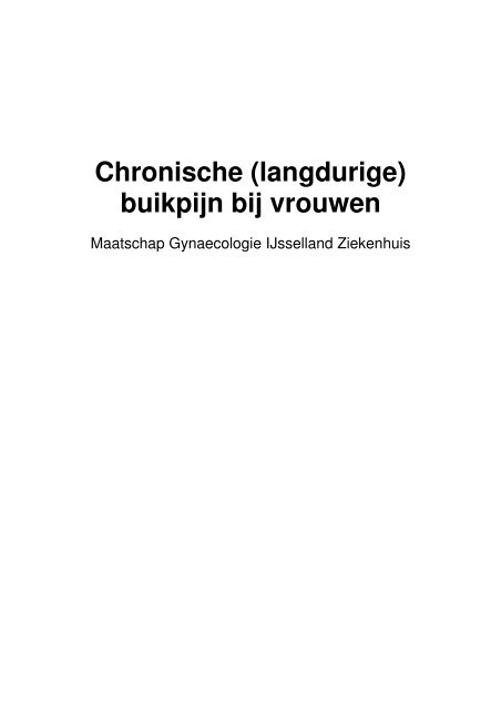 Chronische (langdurige) buikpijn bij vrouwen - IJsselland Ziekenhuis