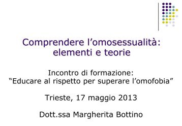 Comprendere l'omosessualitÃ : elementi e teorie - Comune di Trieste
