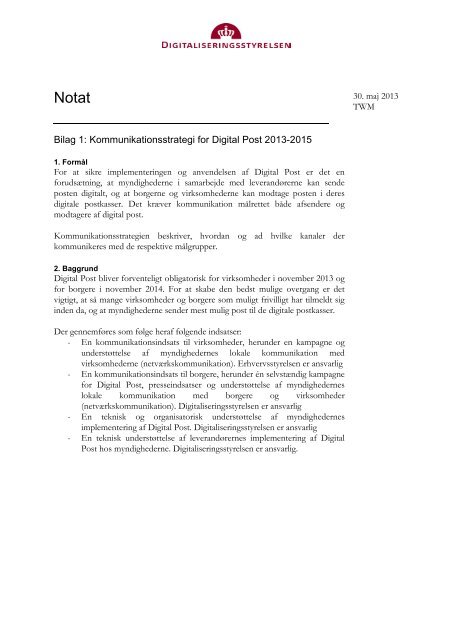 Kommunikationsstrategi for Digital Post_030613.pdf - Borger.dk