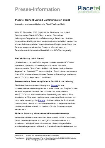 Placetel launcht Unified Communication Client