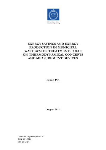 Exergy saving and exergy production in municipal wastewater ...