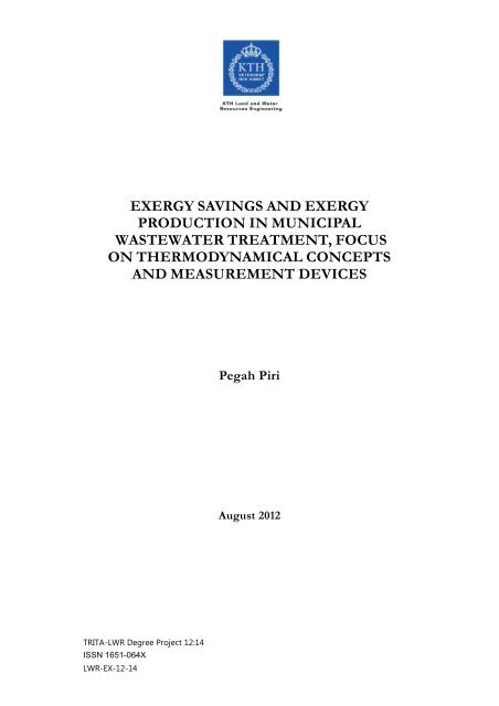 Exergy saving and exergy production in municipal wastewater ...