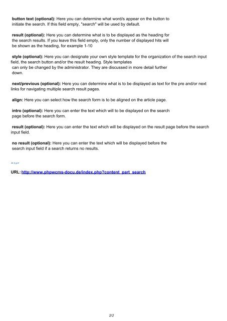 Search | Content Part "Search" - phpWCMS{/docu}