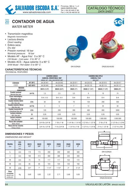 Tarifa de Precios - Válvulas y Accesorios SEI - Salvador Escoda SA