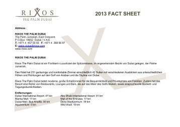 2013 fact sheet - Rixos Hotel