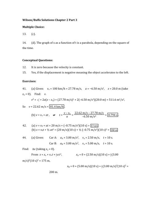 Wilson/Buffa Solutions Chapter 2 Part 3 Multiple Choice: 13. (c).