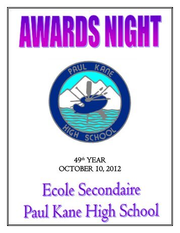 Paul Kane High School Awards Night Program