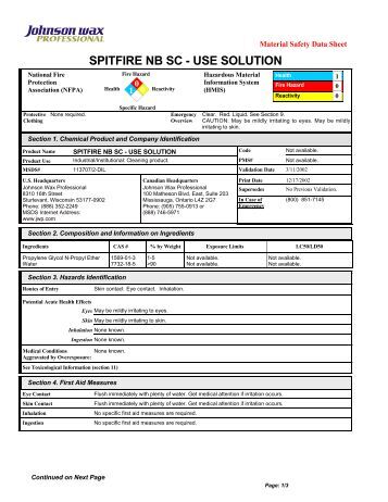 wax johnson spitfire virex pdf ii nb sc use solution