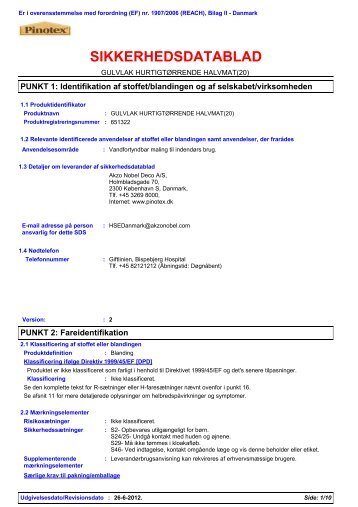 SIKKERHEDSDATABLAD - Pinotex