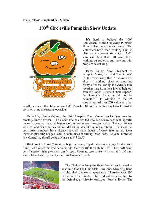 100 Circleville Pumpkin Show Update