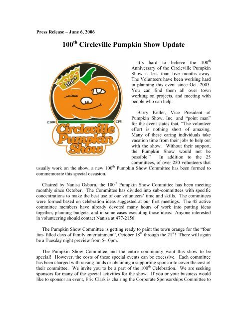 100 Circleville Pumpkin Show Update