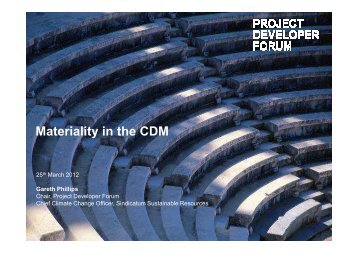 Materiality in the CDM - Project Developer Forum