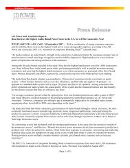JD Power and Associates 2007 US Automotive Component ...